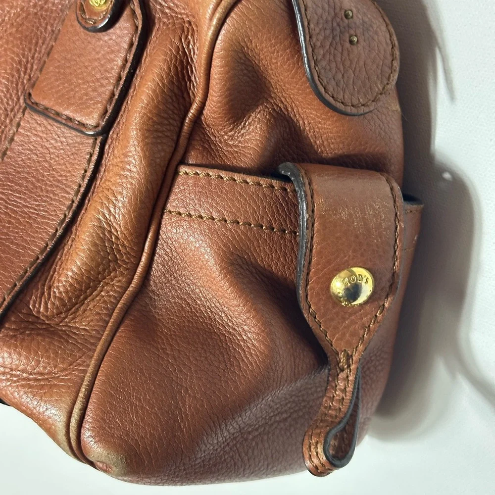 Vintage 90s Y2K Tod's Brown Leather Shoulder Bag with Timeless Design City Bag - Picture 7 of 7